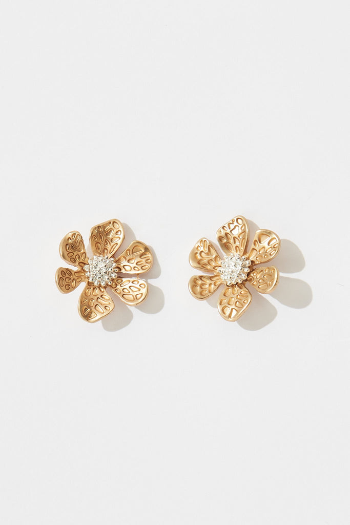 Mae Floral Earrings In Gold