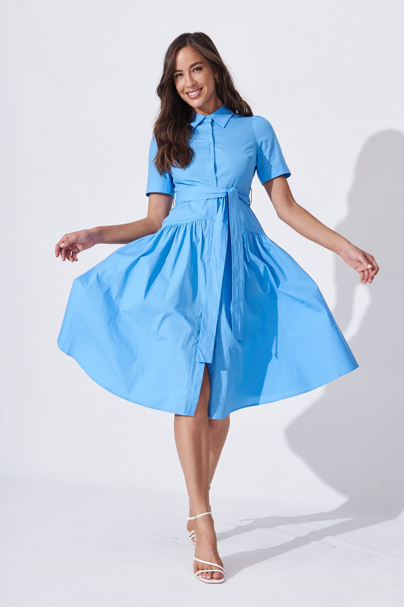 Annmarie Midi Shirt Dress In Blue – St Frock