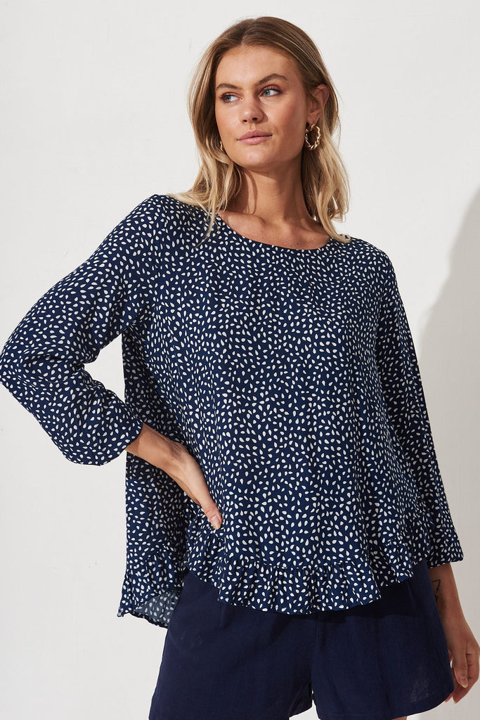 Kiki Top In Navy With White Speckle