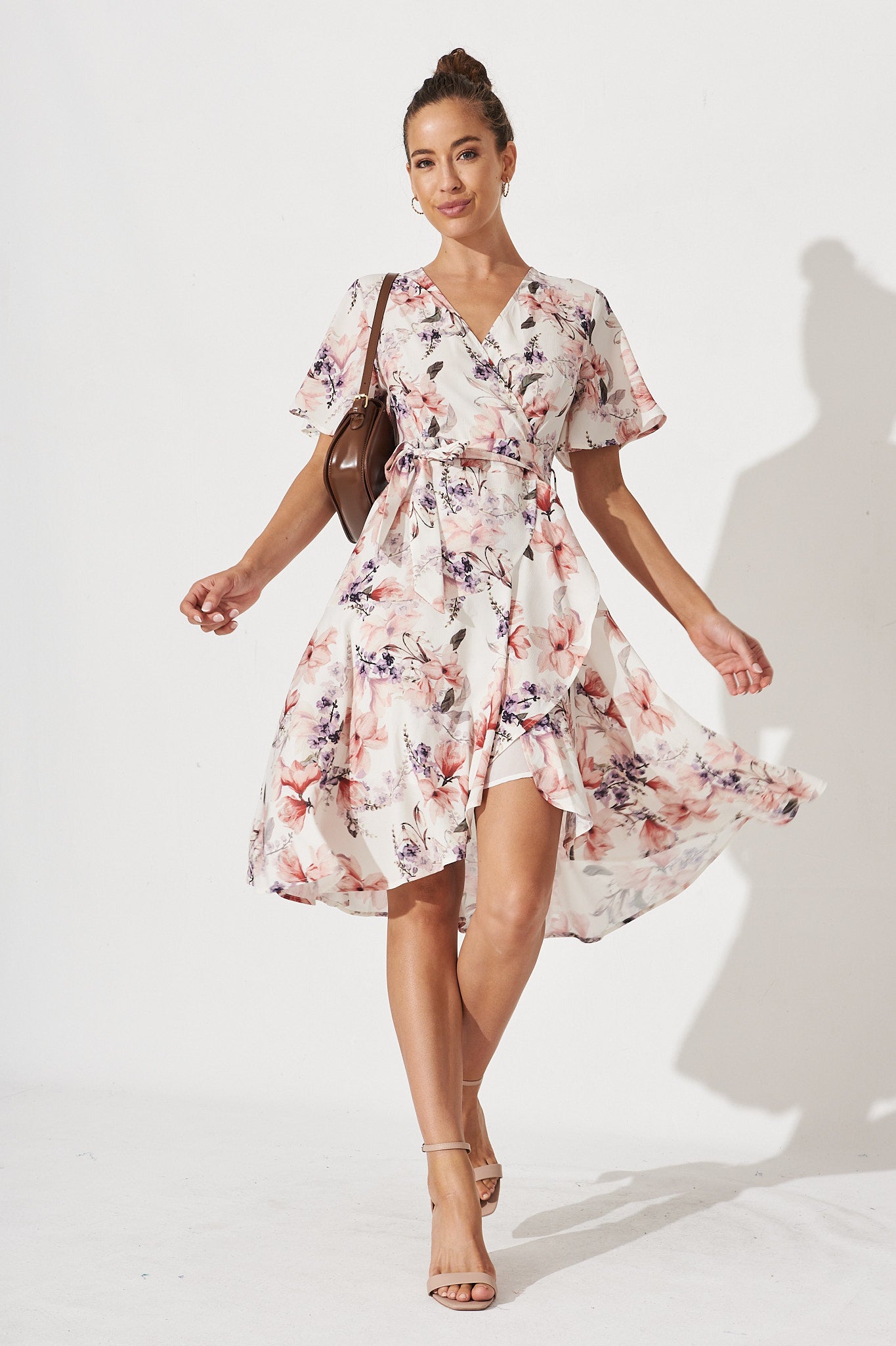 Lacey Wrap Dress In Cream Floral – St Frock