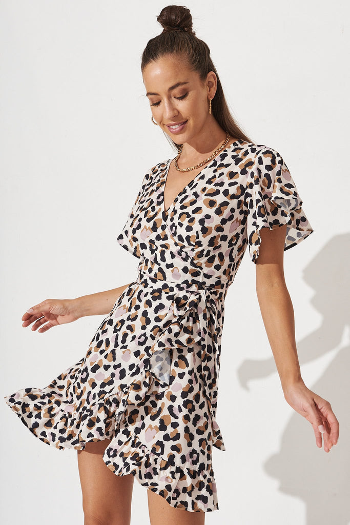 Relic Wrap Dress In Leopard Print