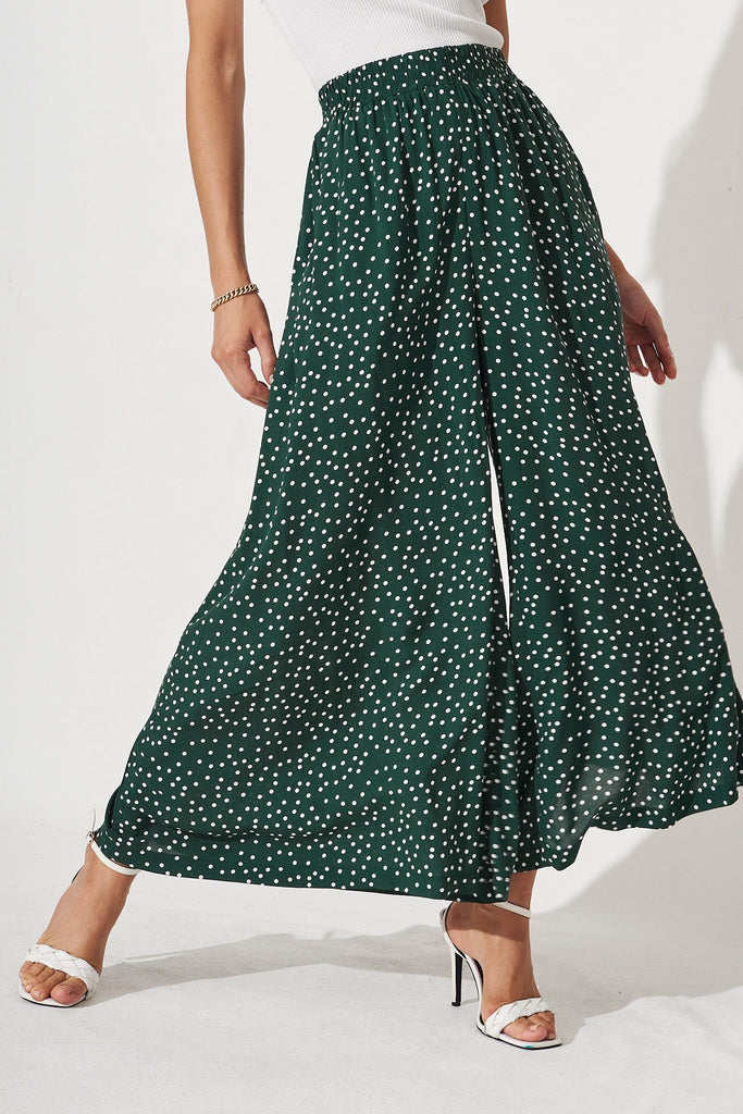 Jessica Pants In Emerald Green With White Spot