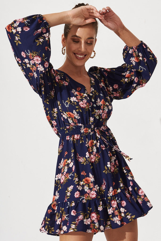 Peggy Dress In Navy Floral