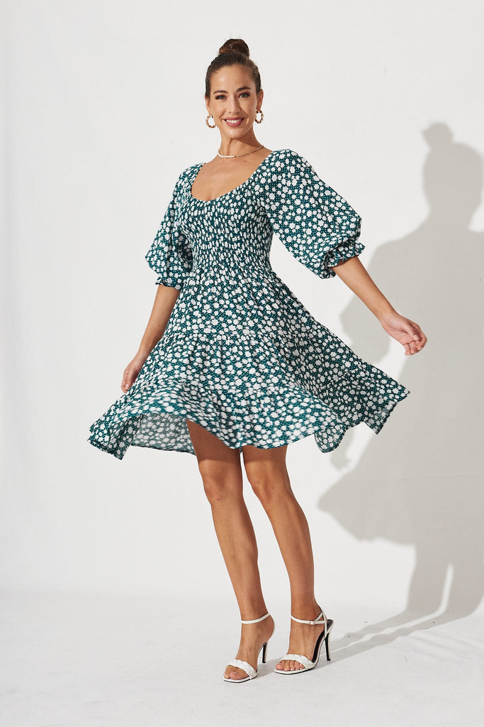 Bree Dress In Green Ditsy Floral