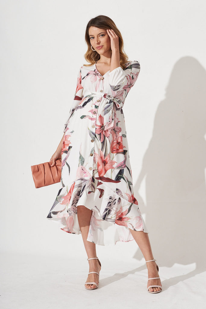 Hanalee Dress In White Floral