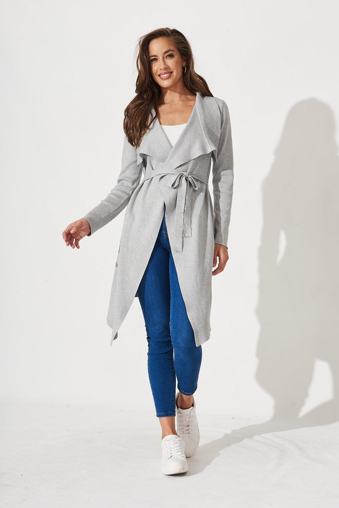 Persy Knit Cardigan In Grey - Full  Length