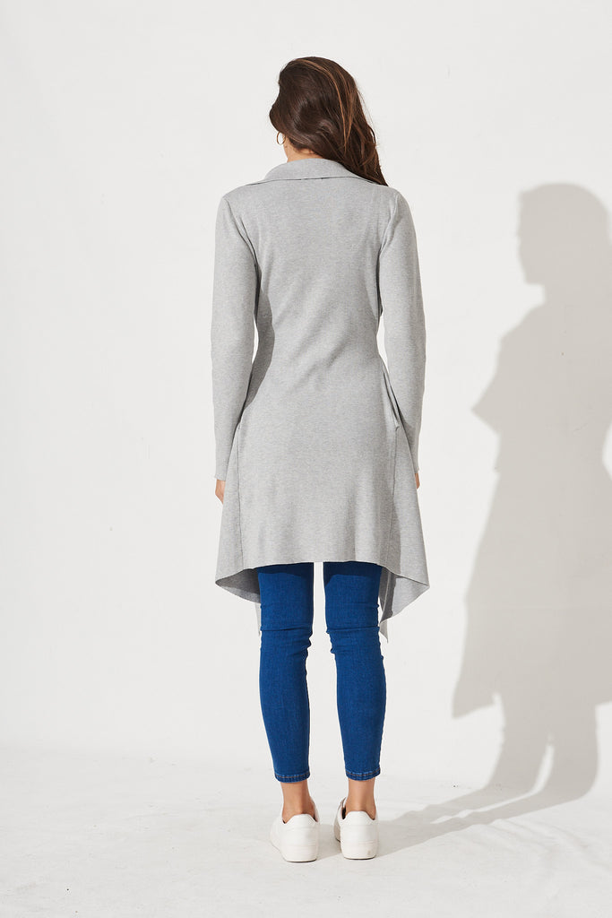 Persy Knit Cardigan In Grey - Back