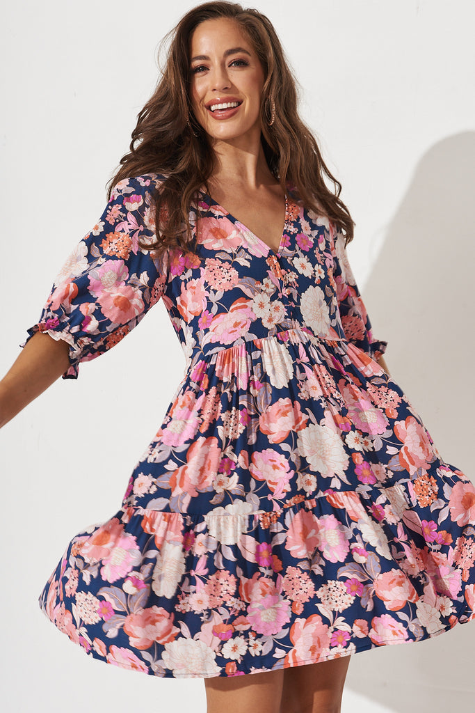 Sunny Dress In Navy Multi Floral