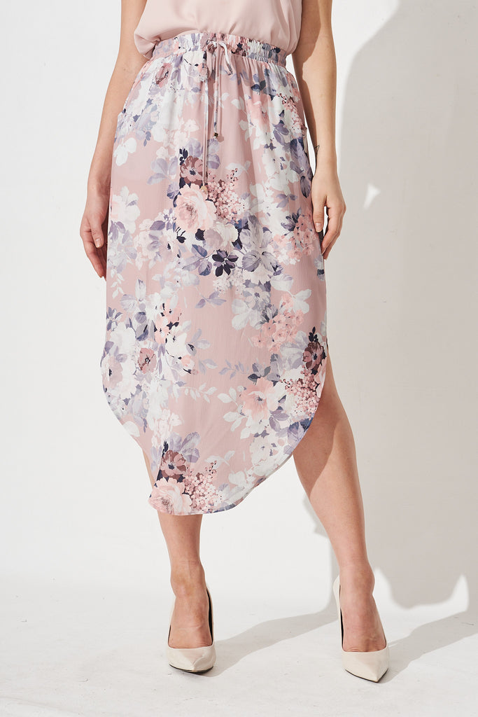 Laylah Skirt In Blush Multi Floral