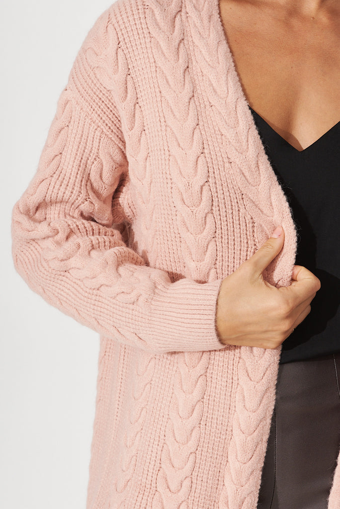Cebu Knit Cardigan In Blush Wool Blend - detail