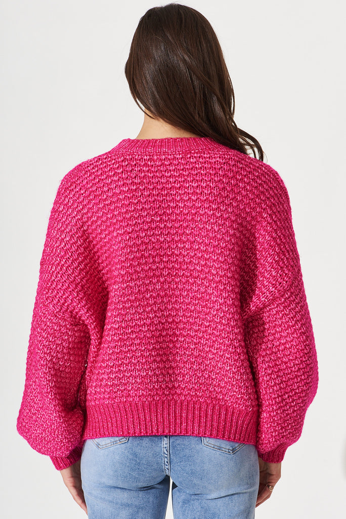 Euston Knit In Hot Pink Wool Blend - back