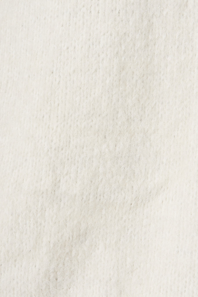 Hiroka Knit Cardigan In Cream Wool Blend - fabric