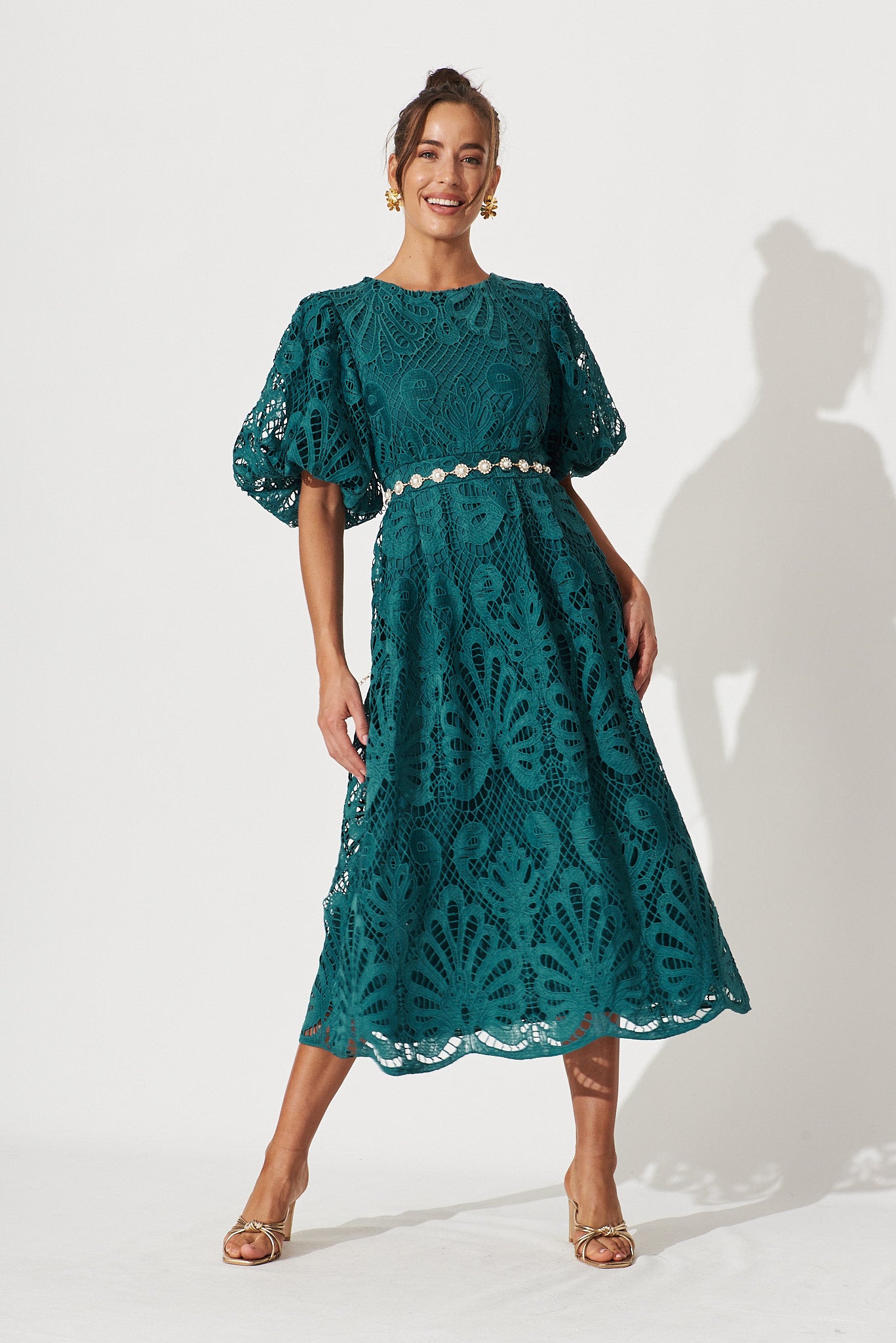Tillie Lace Maxi Dress In Emerald - full length