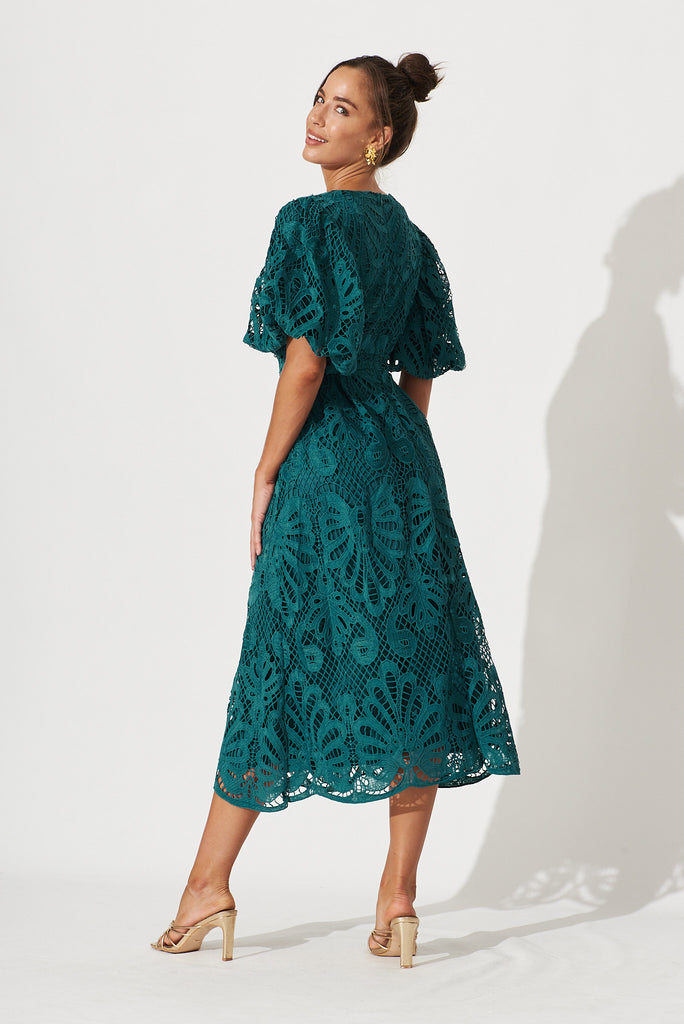 Tillie Lace Maxi Dress In Emerald - back