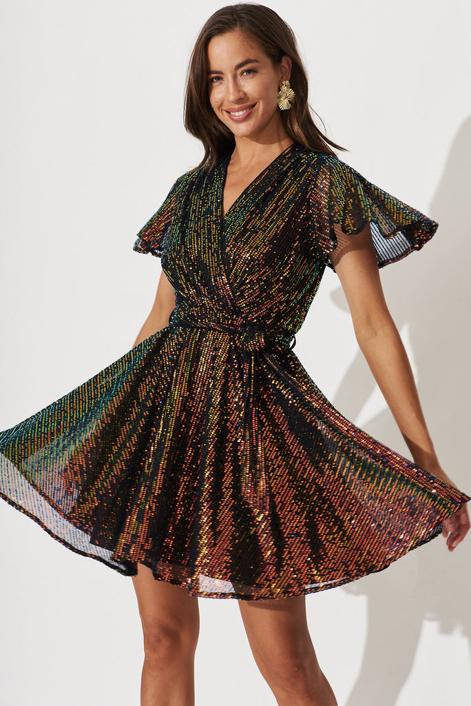 Amoretto Dress In Multi Sequin - front