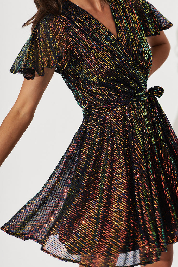 Amoretto Dress In Multi Sequin - detail