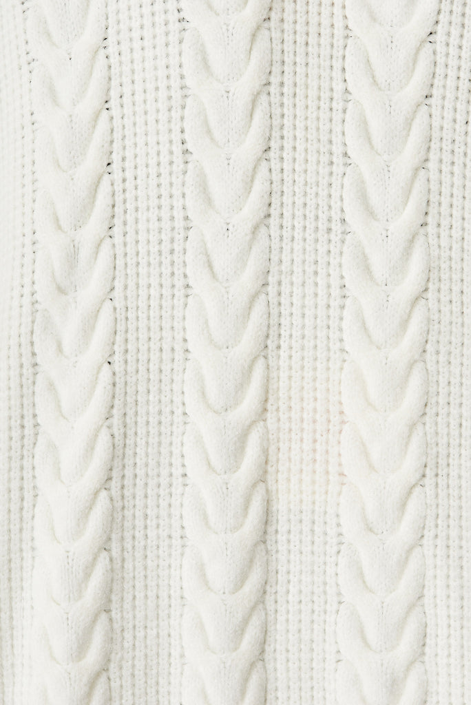 Cebu Knit Cardigan In Cream Wool Blend - fabric