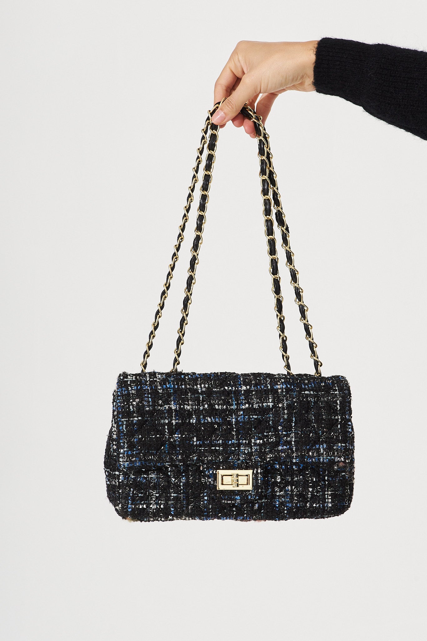 August + Delilah Louise Bag In Navy And Black Tweed – St Frock