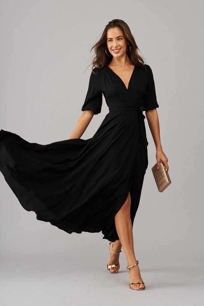Ronda Maxi Wrap Dress In Black St Frock Ronda Maxi Wrap Dress In Black St Frock