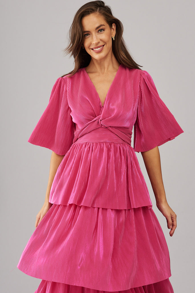 Carnation Maxi Dress In Pink Lurex – St Frock