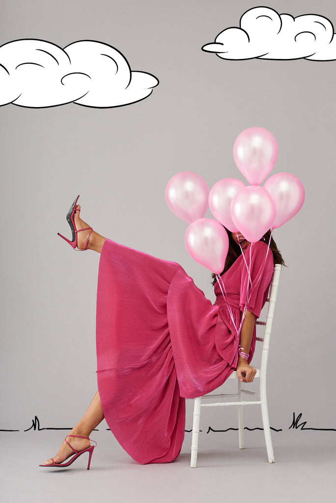 Carnation Maxi Dress In Pink Lurex