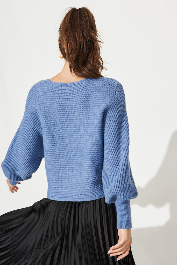 Margarita Knit Top In Blue - Back
