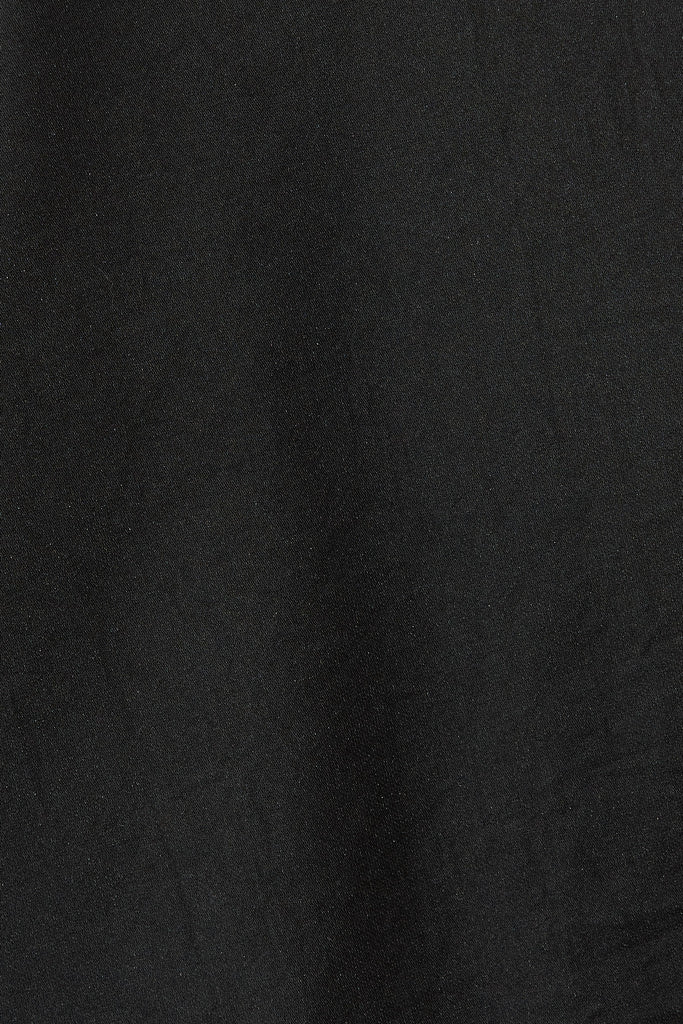 Verity V Neck Top In Black Satin - Fabric