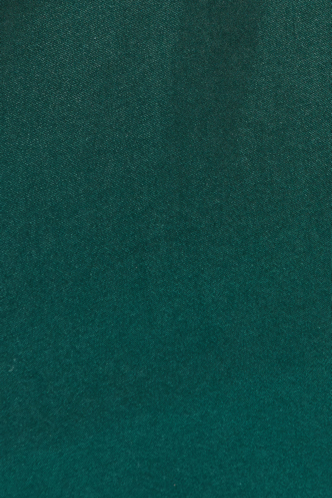 Verity V Neck Top In Emerald Green Satin - Fabric