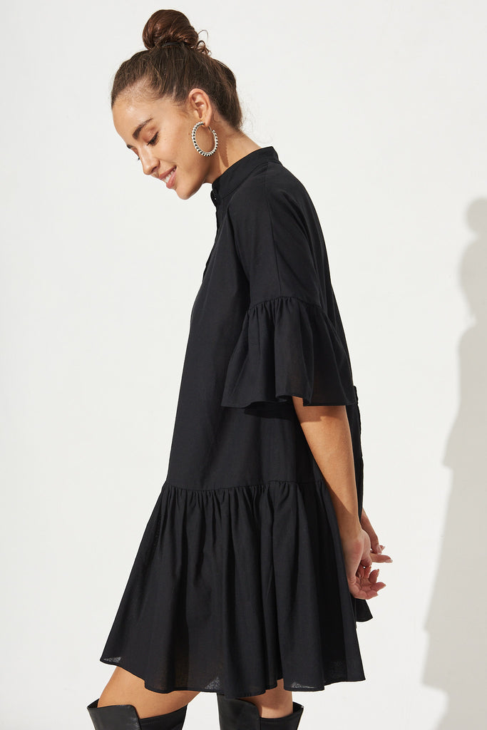 Blaire Shirt Dress In Black - Side