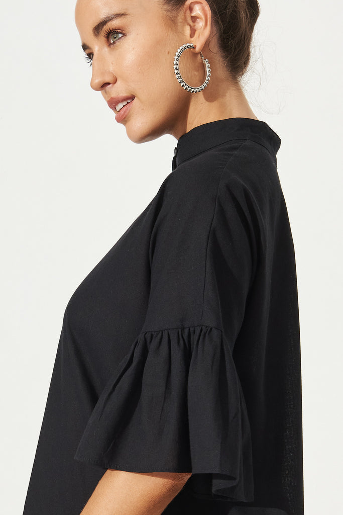 Blaire Shirt Dress In Black - Side Detail