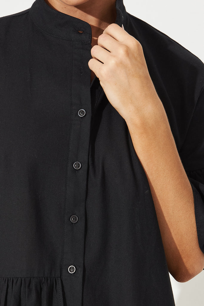 Blaire Shirt Dress In Black - Detail