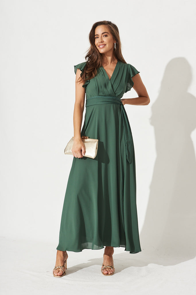 Wynter Maxi Dress In Green - Full Length Detail