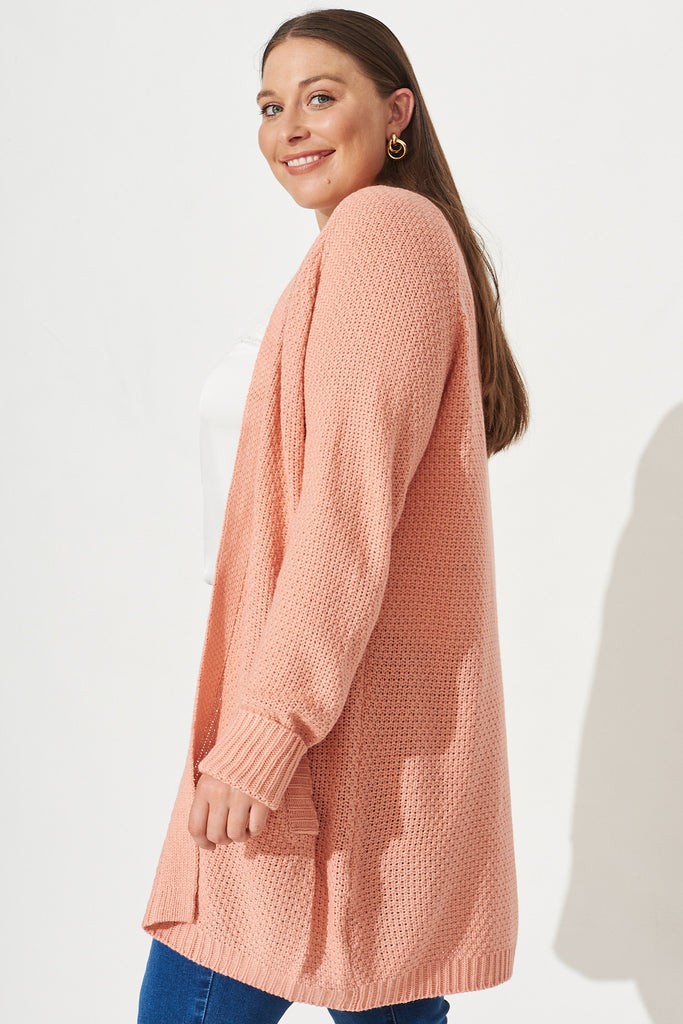 Carousel Knit Cardigan In Apricot - Side