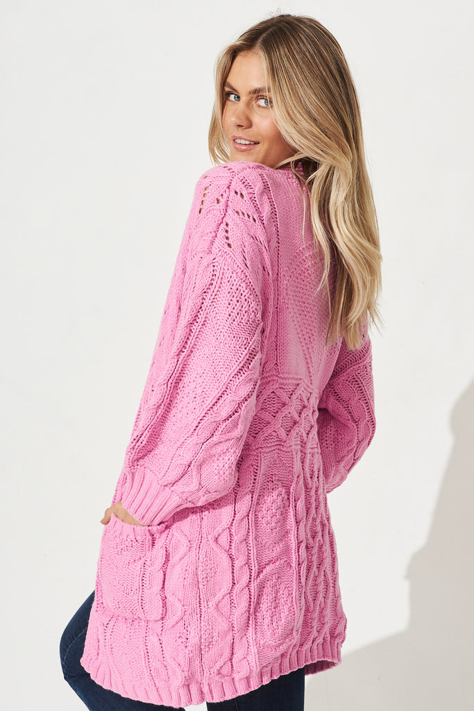 Sharika Knit Cardigan in Pink - Side