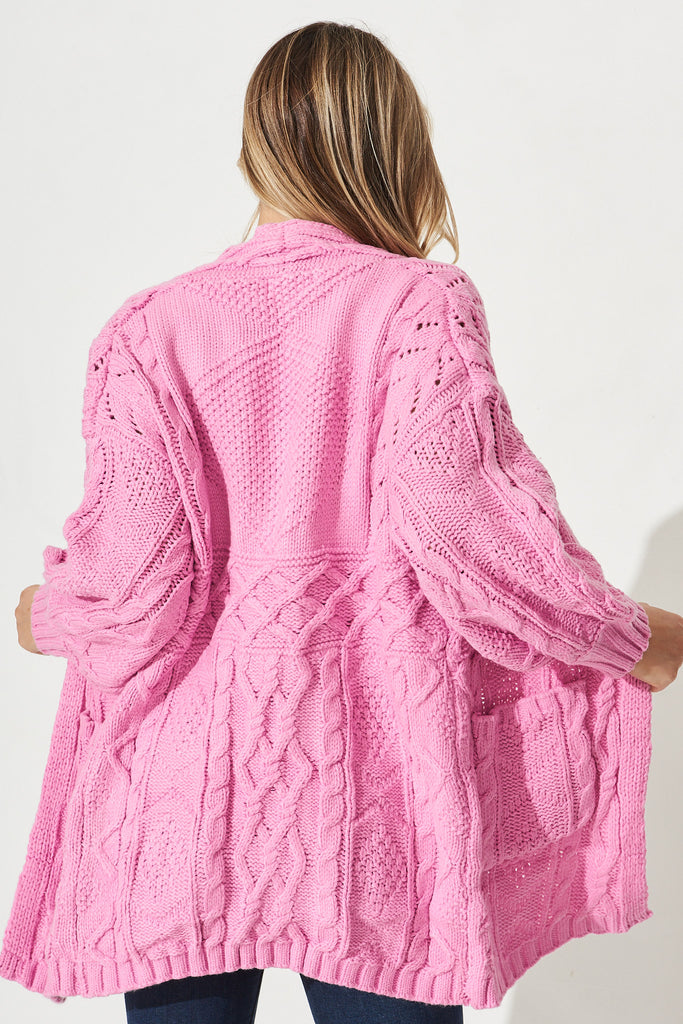 Sharika Knit Cardigan in Pink - Back