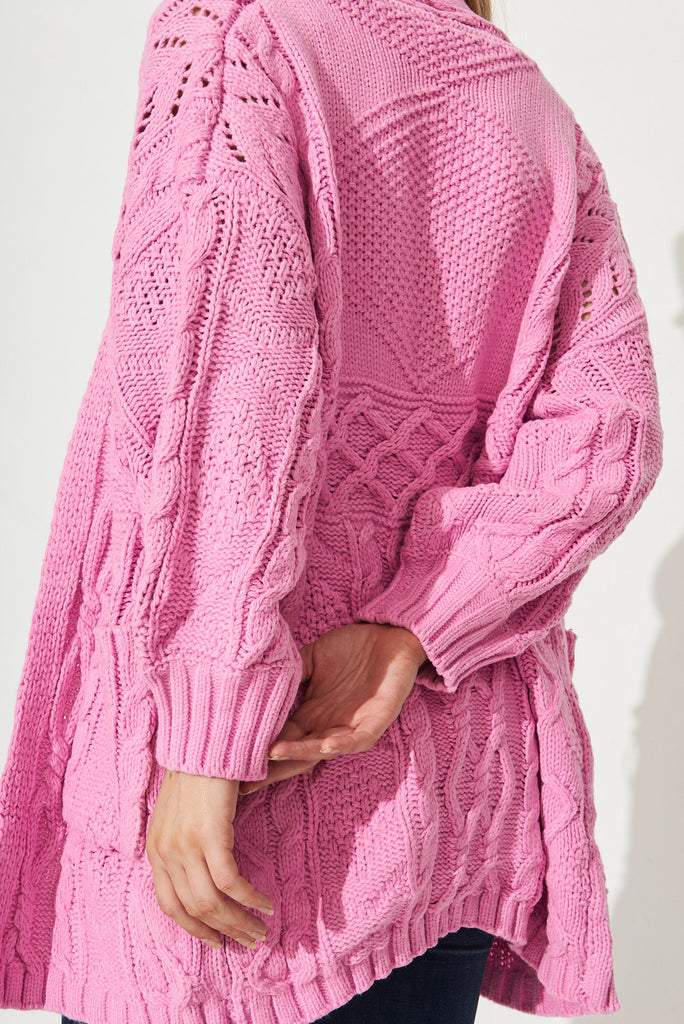Sharika Knit Cardigan in Pink - Detail