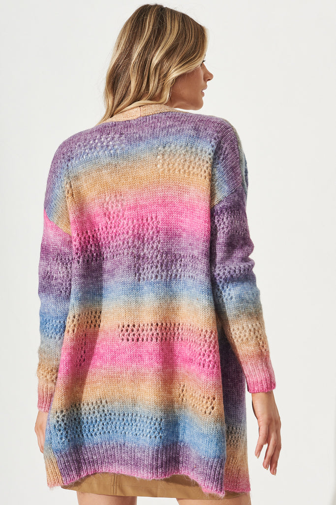 Palisade Knit Cardigan In Rainbow Multi - Back