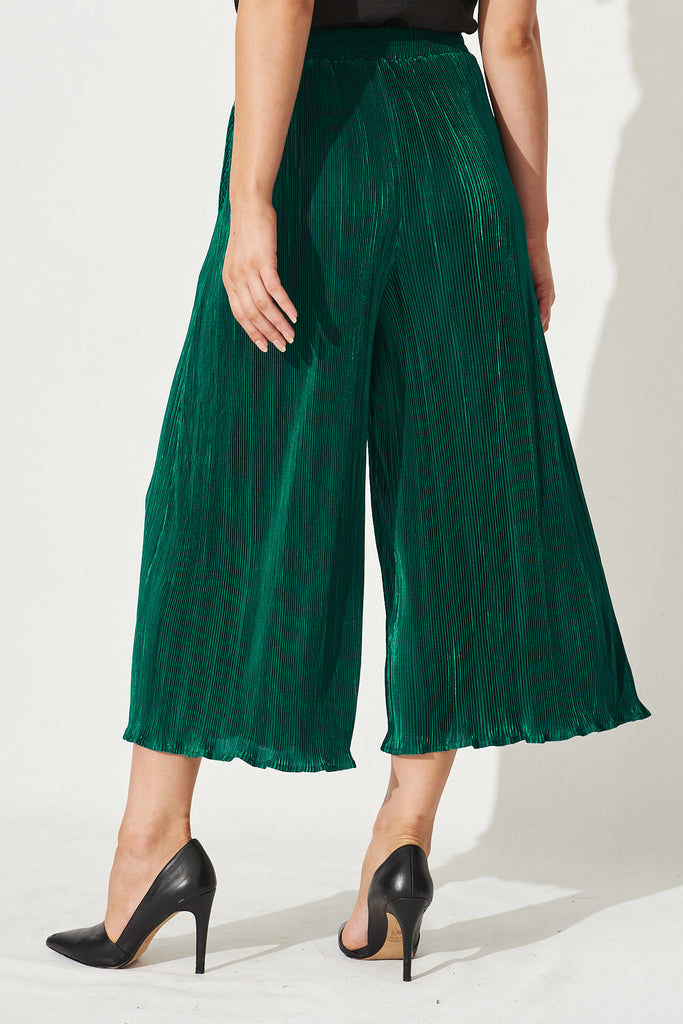Rowena Pants In Emerald Plisse - Back