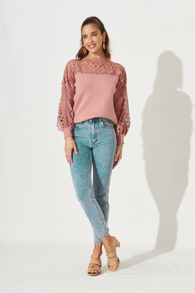Maroota Lace Knit in Rose - Full Length