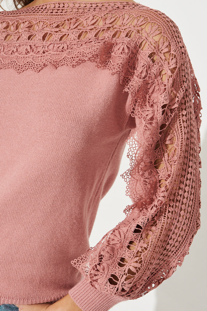 Maroota Lace Knit in Rose - Detail