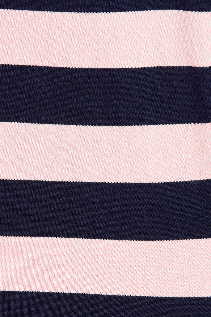 Riviera Knit Top In Navy With Blush Stripe - Fabric