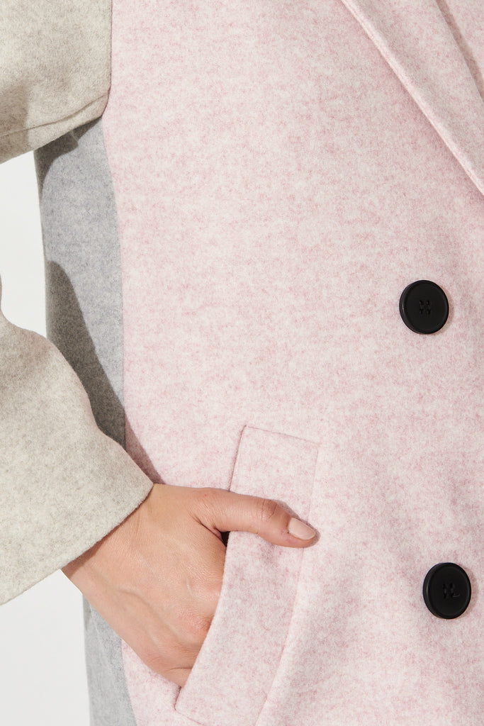 Moana Coat in Pink Colourblock - Detail