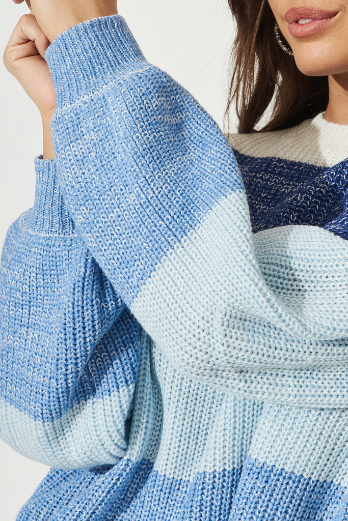 Seville Colourblock Knit in Blue Multi - Detail