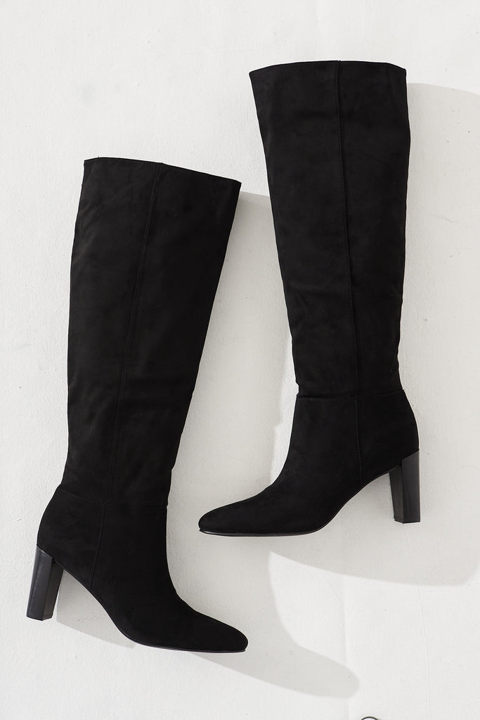 Billini Gable Boot In Black Suedette - Full Length