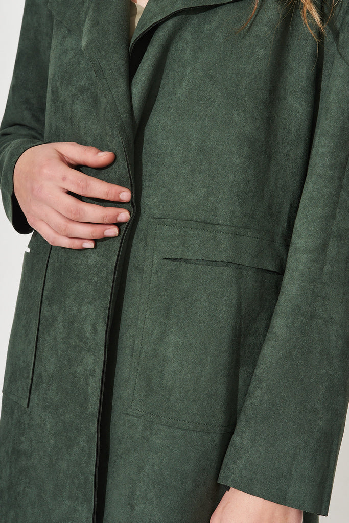Rowan Jacket In Khaki Suedette - Detail
