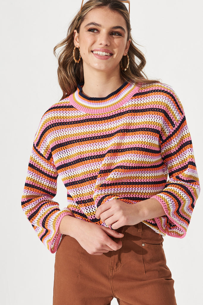 Raelee Knit In Multi Stripe - Front