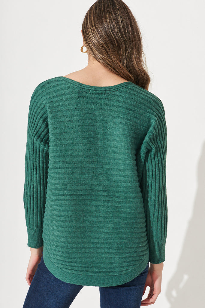 Ember Ribbed Knit In Green - Back