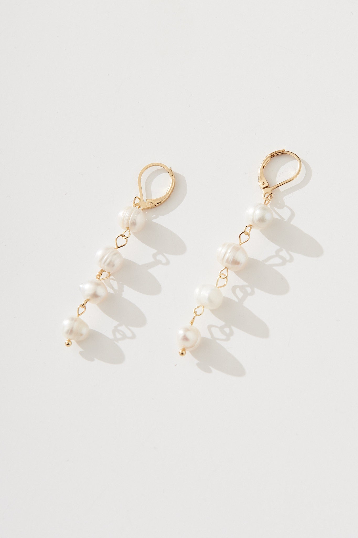August + Delilah Oceana Drop Earrings in Pearl - Full Length