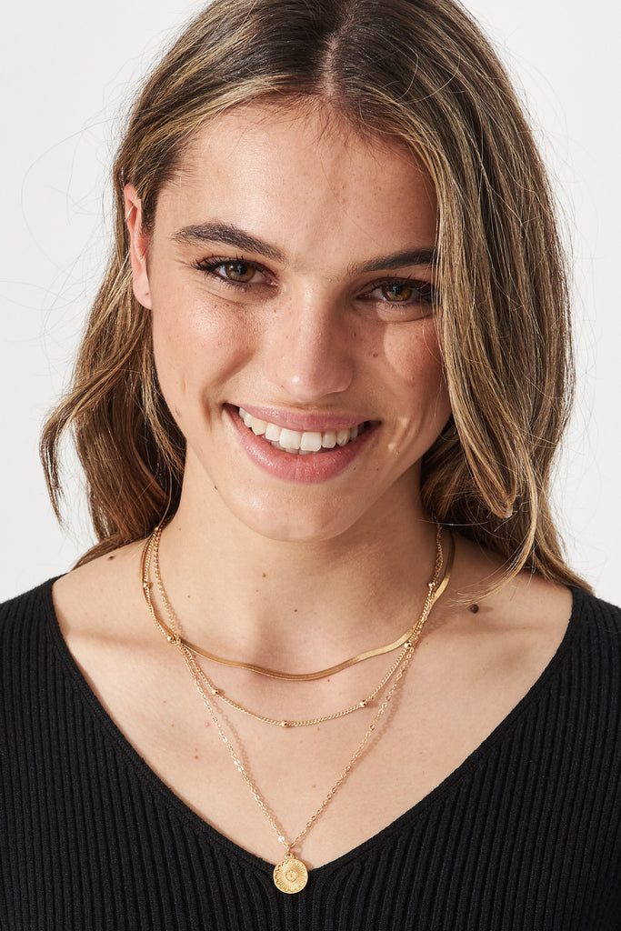 August + Delilah Nisca Layered Necklace in Gold - Front