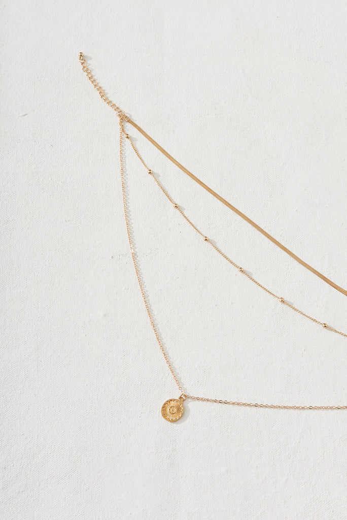August + Delilah Nisca Layered Necklace in Gold - Side